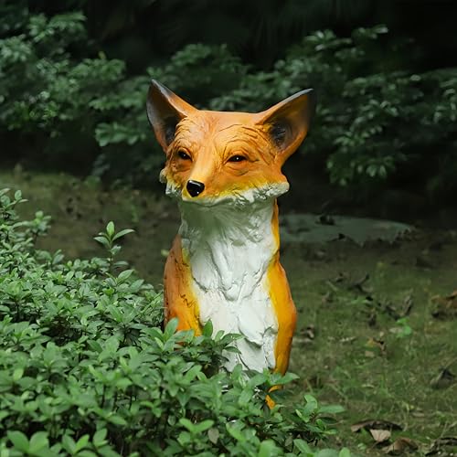 GENUINQ 30'' H Sitting Fox Statue Sculpture Garden Outdoor Decor