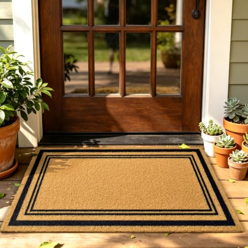 Front Door Mat Outside Non-Slip Welcome Doormat (Border, 17x29 in) - color: Border