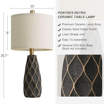 Small Table Lamps Set of 2 for Living Room, 20.25" Black Bedside Boho Lamps - color: Black, size: Small - 20.75''