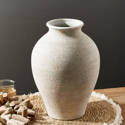 Vanselia Ceramic Flower Vase Home Decor - Large Tall Farmhouse Table Vases Rustic Vintage Living Room Kitchen Bedroom Decorations for House Book Shelf Office Coffee Desk Dining Fireplace (14" Retro) - color: Retro-14"