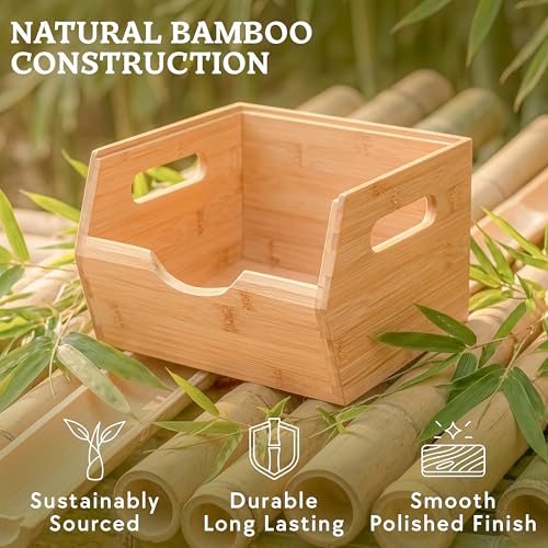 HOMESTEAD Extra Large Bamboo Pantry Storage Bins – 30% Larger, Stackable Potato Onion Storage Bin, Pantry Organizers and Storage, Produce Vegetable Organizer, Set of 3 - size: Extra Large ( 3 Pack )