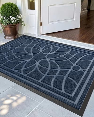 DEXI Front Door Mat Outside Entrance 32x48, Heavy Duty Non Slip, Blue - color: Blue, size: 32" X 48" (Rectangular)