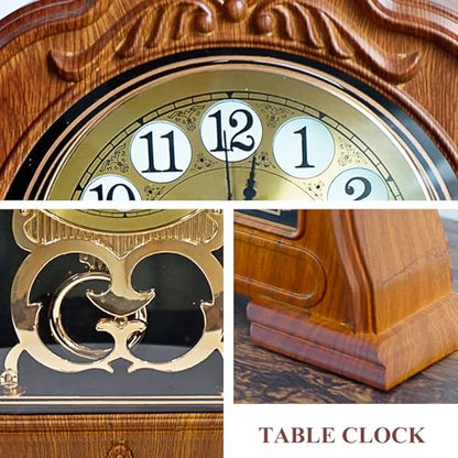 Antique Mantel Clock with Pendulum, Battery Operated(9.64" x 11.02") - color: Light Brown