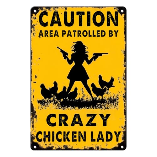 PEACHGARDEN Chicken Coop Signs for Outside, Crazy Chicken Lady Aluminum Metal Sign, Funny Hen House Warning Plaque, Backyard Garden Farmhouse Wall Art Decor, 8x12 Poultry Lover Gift - color: Chicken Coop Metal Sign, size: 20X30cm(12*8in)