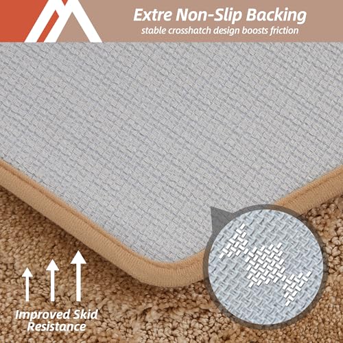 COSY HOMEER Plush Non-Slip Bath Mat, Beige, 24" x 70" - color: Beige, size: 24" x 70" (Oval)