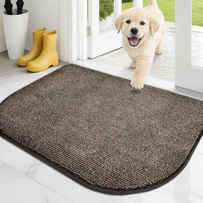 PURRUGS Dirt Trapping Door Mat, 24" x 35.5"(Half Round), Heathered Brown - color: Heathered Brown, size: 24" X 35.5" (Half Round)