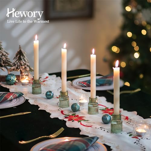 Hewory Taper Candle Holders Bulk, 20PCS Green Glass Candlestick Holders - color: Green, size: 20PCS