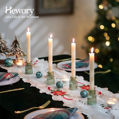 Hewory Taper Candle Holders Bulk, 20PCS Green Glass Candlestick Holders - color: Green, size: 20PCS