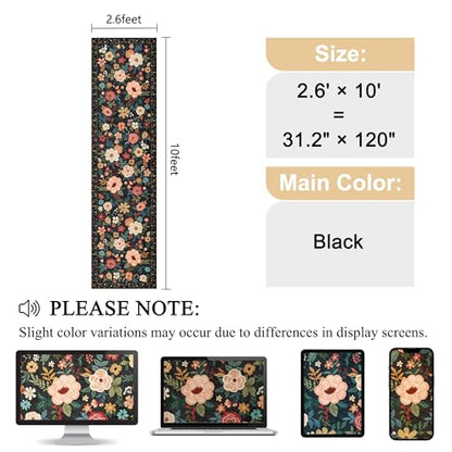 DUKINO 2.6x10 Runner Rug for Hallway, Washable Kitchen Rugs Non Slip, Black - color: Black, size: 2'6" x 10' (Rectangular)