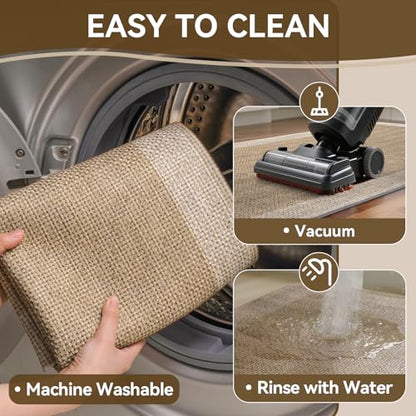 Kitchen Rugs, Non Slip Rubber Backing Kitchen Mat, 17"x30", Brown - color: Brown, size: 17"x30"