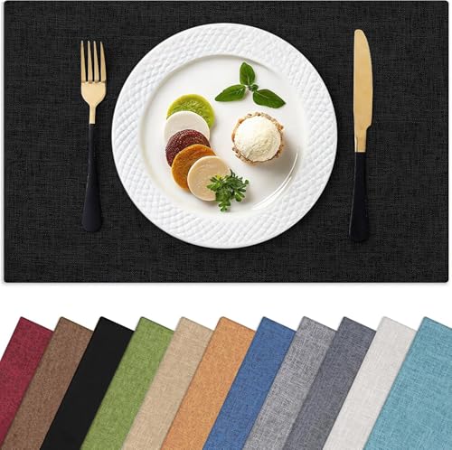 Homaxy Cloths Placemats for Dining Table Set of 6, 13" x 19", Black - color: Black, size: Placemats Set of 6