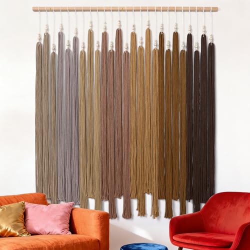 Macrame Wall Hanging Large Boho Home Decor Aesthetic Modern Chic Wall Art - color: Brown