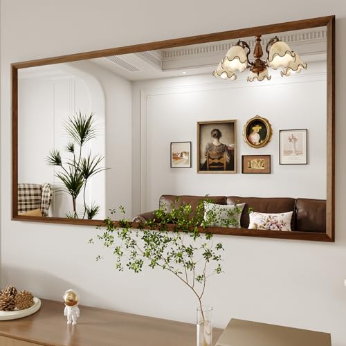 WEER Bathroom Vanity Mirror Walnut 55X30 Inch - color: Walnut, size: 55"L x 30"W
