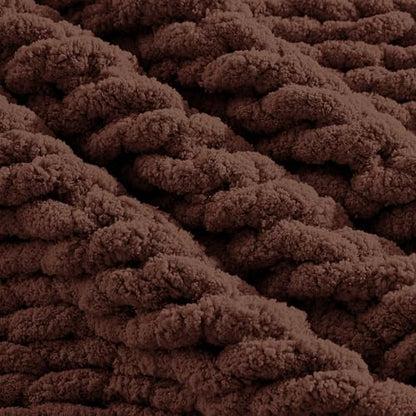 Carriediosa Chunky Knit Throw Blanket 60 x 80, 100% Hand Made, Cocoa Brown - color: Cocoa Brown, size: 60" X 80"