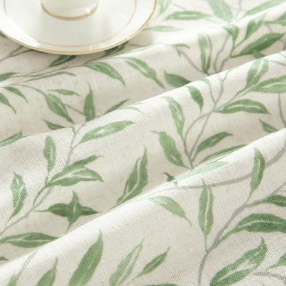 VOGOL Leaf Pattern Valance, Faux Linen Window Topper, 60x18, Green - color: Green, size: 60"W x 18"L (Pack of 1)