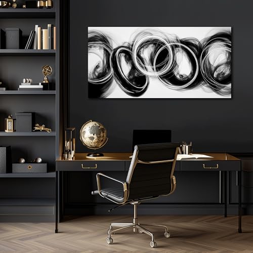 MXUNYZ Black and White Abstract Canvas Wall Art Minimalist Print Painting - color: Black, size: 40"L x 20"W
