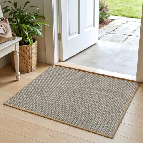 DEXI Jute Entryway Indoor Door Mat 32x48, Non-Slip Sisal Rug, Natural/Grey - color: Natural/Grey, size: 2'8" x 4' (Rectangular)