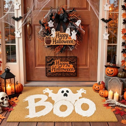 Halloween Welcome Mat Ghost Boo Non-Slip Front Door Mat, 17x29 in - color: Ghost Boo