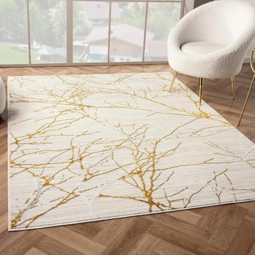 LUXE WEAVERS Modern Abstract Non-Shedding Area Rug Gold 9x12 - color: Gold, size: 9' x 12' (Rectangular)