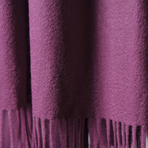 CUDDLE DREAMS Premium Cashmere Throw Blanket with Fringe (Plum) - color: Plum