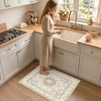 Area Rugs Small 2x3 Washable Non-Slip Boho Indoor Carpets, Beige Tan - color: Beige Tan, size: 2' x 3' (Rectangular)
