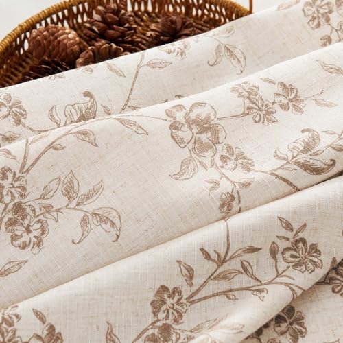 jinchan Taupe Linen Floral Kitchen Tier Curtains and Valance Set 3 Pieces - color: Alisa | Taupe on Linen, size: 26"W x 24"L (Pack of 3)