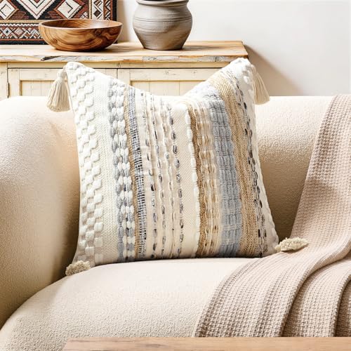 Kevin Textile Boho Tufted 20x20 Inch Pillow Cover 1 Pack, Beige - color: Beige, size: 20" x 20" (Pack of 1)