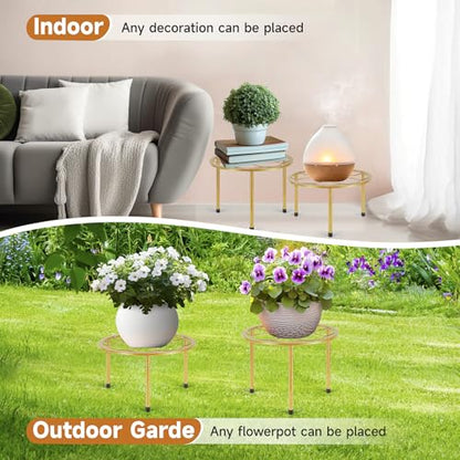 Amaoot 5 Pack Metal Plant Stand, Iron Plant Stands for Indoor and Outdoor - color: Gold