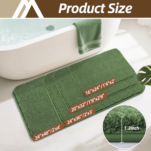 COSYHOMEER Extra Thick Bath Rugs for Bathroom Non Slip Bath Mat 24x48 Green - color: Green, size: 2' X 4' (Rectangular)