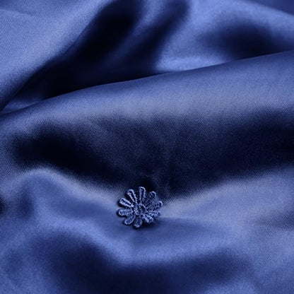 Vonty Navy Blue Satin Throw Blanket 50x60In, Cooling Silky Wrinkle-Free - color: Navy Blue, size: 50" x 60"