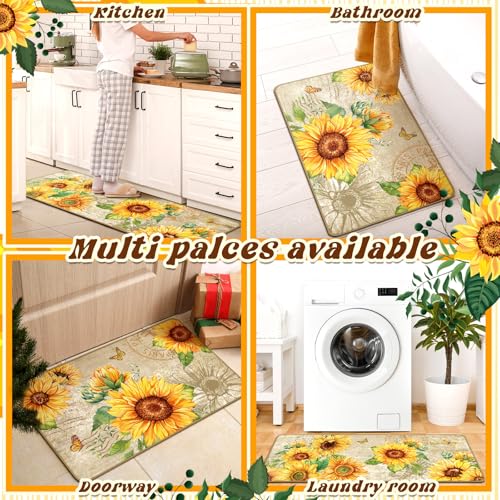 Fourluoo 3 Pcs Sunflower Kitchen Rugs and Mats Set - color: Light Pattern
