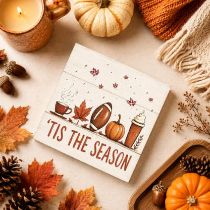 Minimal Pumpkin Fall Decor Sign | Tis The Season Line Art Wall - color: FALL18