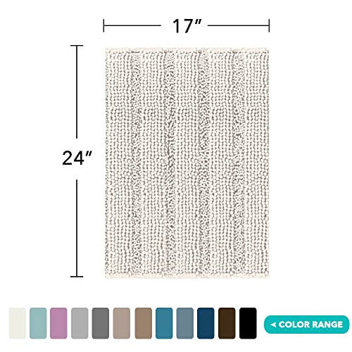 Turquoize Small Bathroom Rug 17x24, Soft Absorbent Chenille Bath Rug, Ivory - color: Ivory, size: 17" x 24"