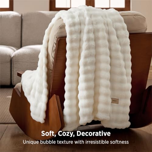 Bedsure Cloud Bubble Blanket Twin XL, College Dorm Essentials, 66"×90" - color: 01 Off White, size: Twin XL (66" X 90")