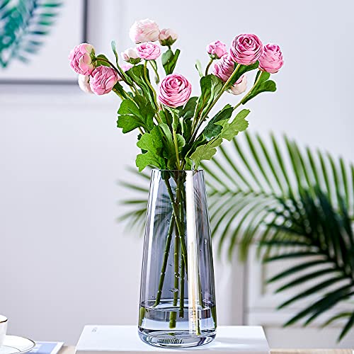 Flower Vase 8.7" Glass Vase for Flowers Home Decor Modern, Grey - color: Gray
