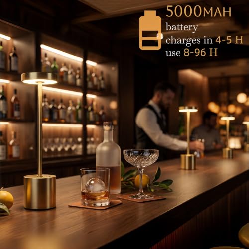 Cordless Table Lamp Set of 2, Gold Rechargeable Table Light - color: 2 Pcs Gold