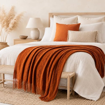 BATTILO HOME Rust Throw Blanket for Couch, 50"x60" - color: Caramel, size: 50 x 60 in.