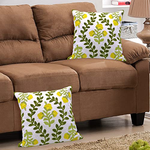 Alysheer Embroidered Decorative Throw Pillow Cover 18"x 18" Set of 2 Yellow - color: Yellow, size: 18" x 18" (Pack of 2)