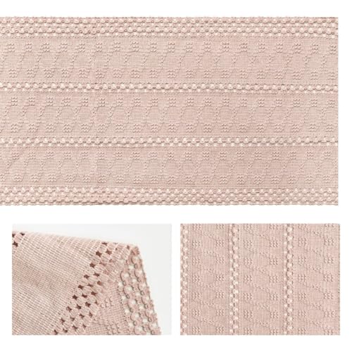 Artoid Mode Pink Woven Farmhouse Hollow Table Runner 12x36 Inch - color: Pink, size: 12" x 36", Table Runner