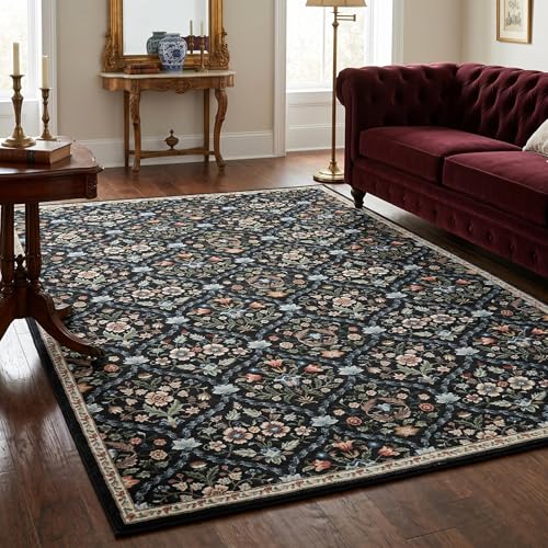 Garvee Large Washable Rug 9x12 Area Rugs for Living Room Non Slip Black - color: Trellis Black, size: 9' x 12' (Rectangular)