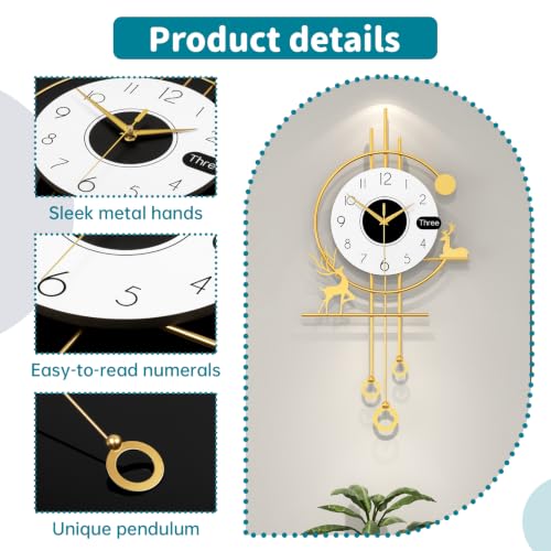 Modern Wall Clocks Battery Operated Silent Clock for Living Room - style: Casual