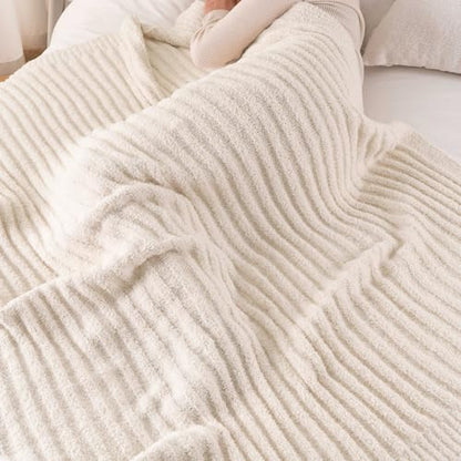 Battilo White Throw Blanket for Couch, Chenille Throw Blankets, 50"x60" - color: Cream, size: 50"x60"