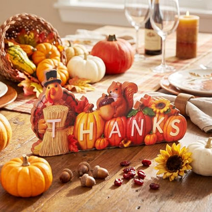 Amyhill Thanksgiving Decoration for Home Wooden Pumpkin Turkey Tabletop - style: Thanksgiving
