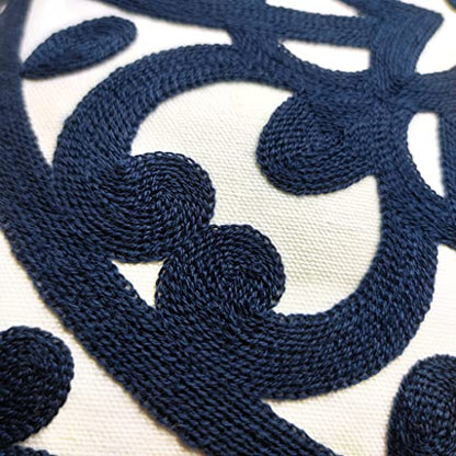 Alysheer Boho Embroidered Lumbar Throw Pillow Cover 12"x 20" Set of 2 Navy - color: Navy, size: 20" x 12" (Pack of 2)