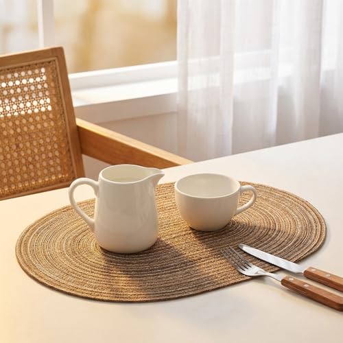 Placemats Set of 6, Woven Oval Braided Dining Table Mats(Brown) - color: Brown, size: 6 pcs