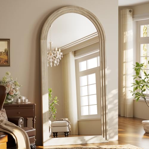 81"x41" Arched Full Length Mirror with Solid Wood Frame, White - color: White, size: 81"L x 41"W