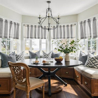 jinchan Linen Balanced Stripe Valances for Window 16 in,Black Grey,1 Panel - color: Balanced Stripe | Black, size: 50"W x 16"L (Pack of 1)