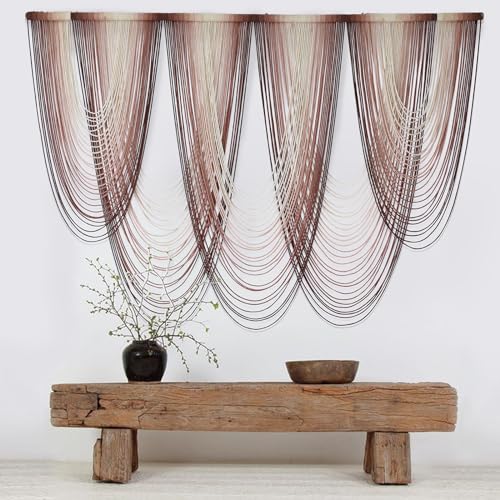 Macrame Wall Hanging Dip Dyed Pink Boho Yarn Fiber Wall Art 57" W x 41" L - color: Pink