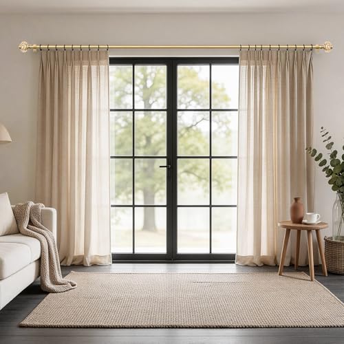2 Pack Curtain Rods, 1 Inch Telescoping Drapery Rod 28 to 48 inch (2.3 to 4 ft), USFOOK Curtain Rods for Windows 16 to 44 Inches, Luxury Gold Translucent Finials - color: Luxury Gold, size: 28-48"(2 Pack)