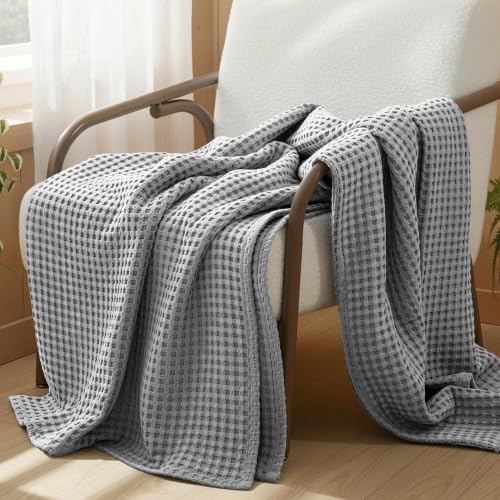 Exclusivo Mezcla 100% Cotton Throw Blanket for Couch, Light Grey - color: Light Grey, size: Throw (50" x 60")